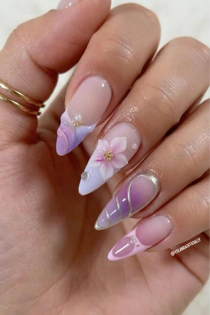 Lavender 3D Floral Press-On Nails | Amazon Find @yolandaofficially