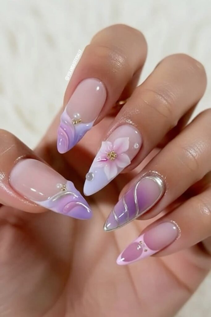 Lavender 3D Floral Press-On Nails | Amazon Find img 0800