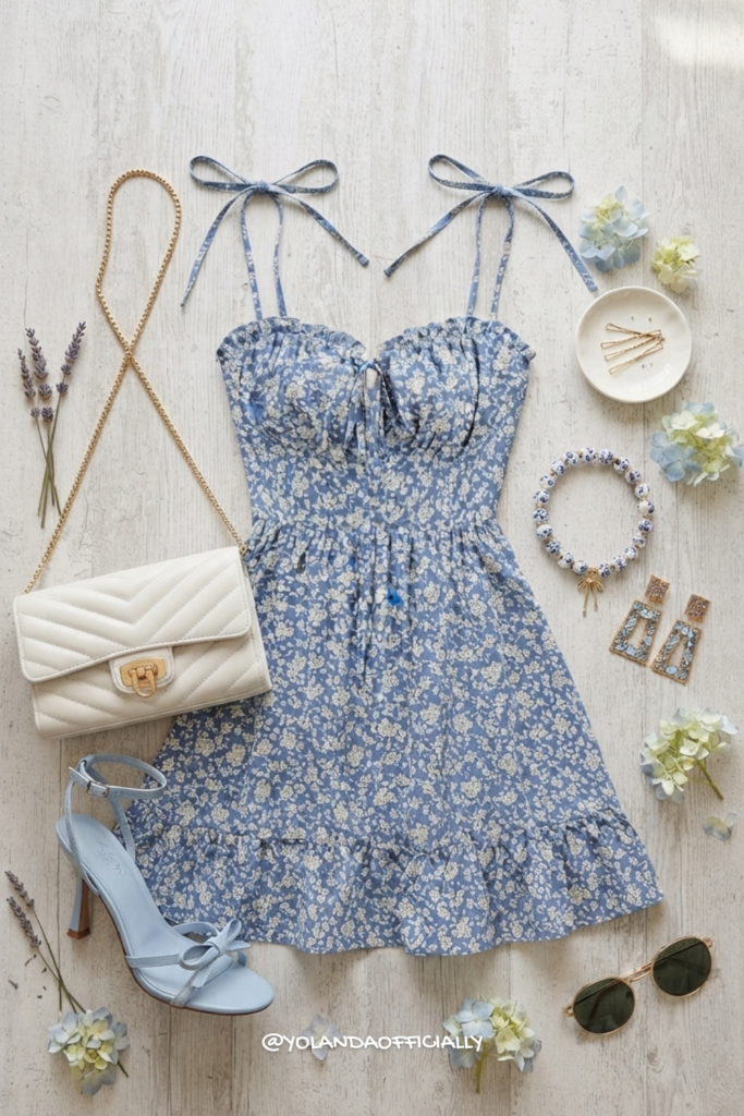 Blue Floral Mini Dress That Feels Like Soft Summer Energy blue floral mini dress
