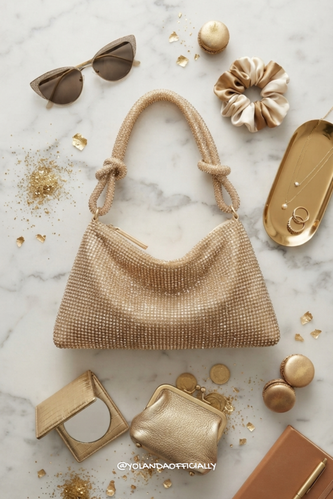 Gold Rhinestone Clutch That Feels Like Money (But Isn’t) gold rhinestone clutch